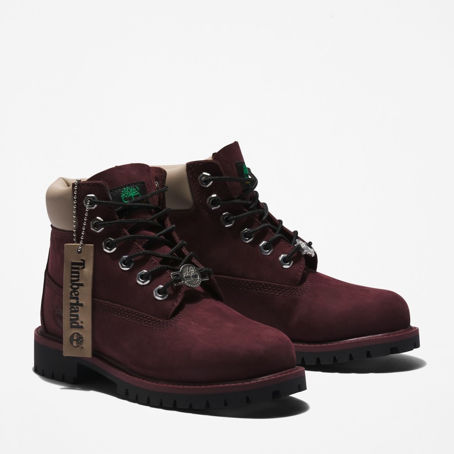 Timberland Ireland Junior Premium 6-Inch Waterproof Boots Burgundy Nubuck