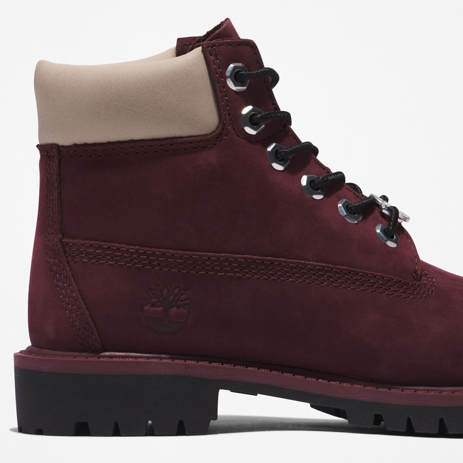 Timberland Ireland Junior Premium 6-Inch Waterproof Boots Burgundy Nubuck