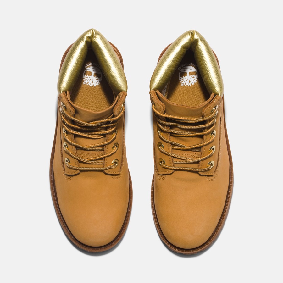 Timberland Ireland Junior Premium 6-Inch Waterproof Boots Wheat Nubuck/Gold