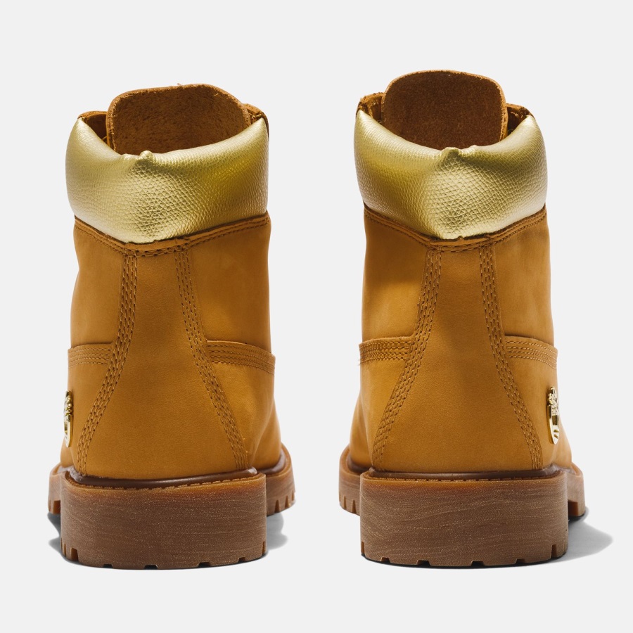 Timberland Ireland Junior Premium 6-Inch Waterproof Boots Wheat Nubuck/Gold