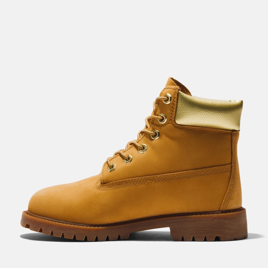 Timberland Ireland Junior Premium 6-Inch Waterproof Boots Wheat Nubuck/Gold