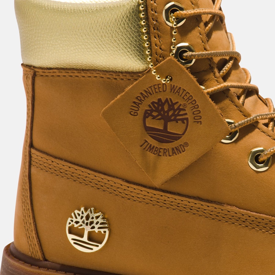 Timberland Ireland Junior Premium 6-Inch Waterproof Boots Wheat Nubuck/Gold