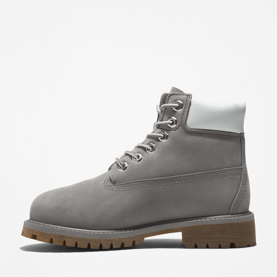 Timberland Ireland Medium Grey Nubuck Youth Premium 6-Inch Waterproof Boots