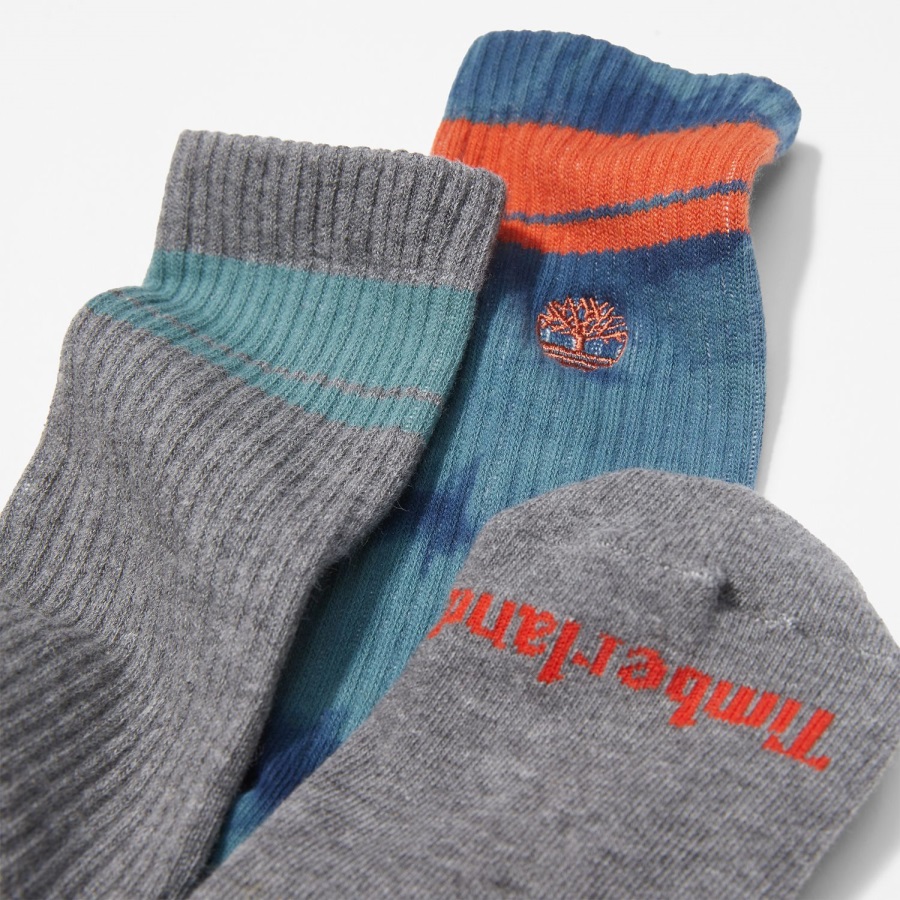 Timberland Ireland Men's 2-Pack Tie-Dyed & Striped Crew Socks Dark Denim