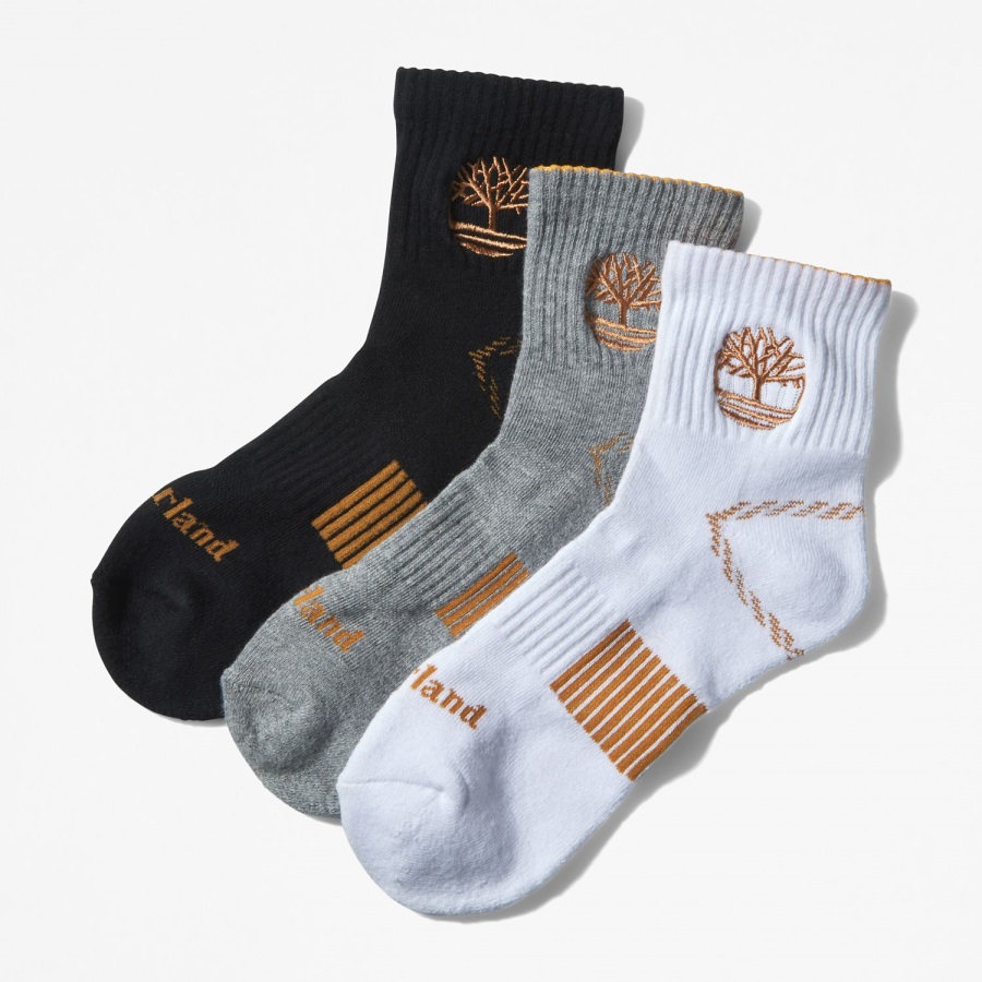 Timberland Ireland Men's 3-Pack Newmarket Village Logo Shortie Crew Socks Multi Color
