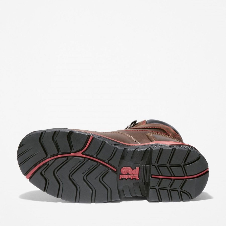 Timberland Ireland Men's Bosshog 6 Composite Toe Waterproof Work Boot Red Brown Full-Grain