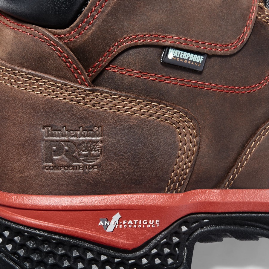 Timberland Ireland Men's Bosshog 6 Composite Toe Waterproof Work Boot Red Brown Full-Grain