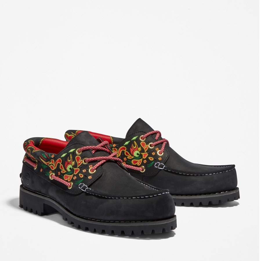 Timberland Ireland Men's Clot X 3-Eye Boat Shoe Black