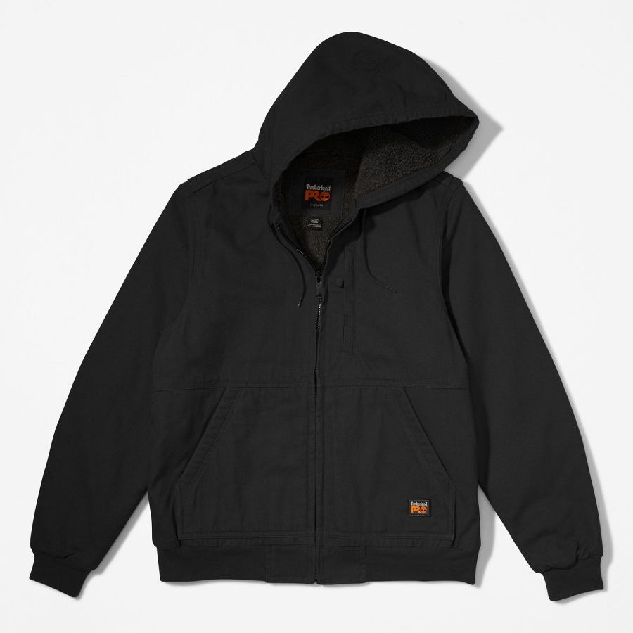 Timberland Ireland Men's Gritman Lined Hooded Canvas Jacket Jet Black
