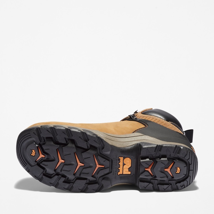 Timberland Ireland Men's Hypercharge 6 Composite Toe Waterproof Work Boot Brown Distressed Full-Grain