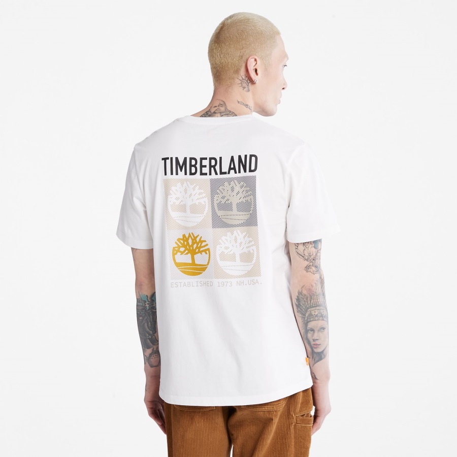 Timberland Ireland Men's Multi-Logo Back-Graphic T-Shirt White