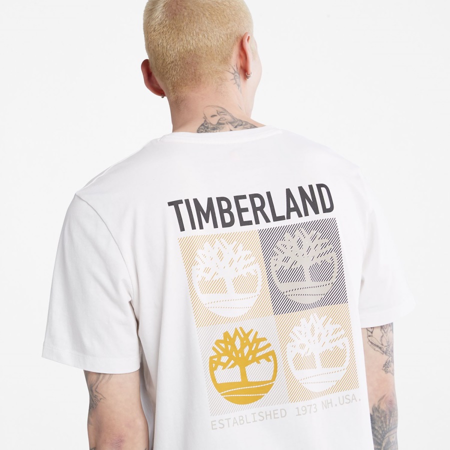 Timberland Ireland Men's Multi-Logo Back-Graphic T-Shirt White