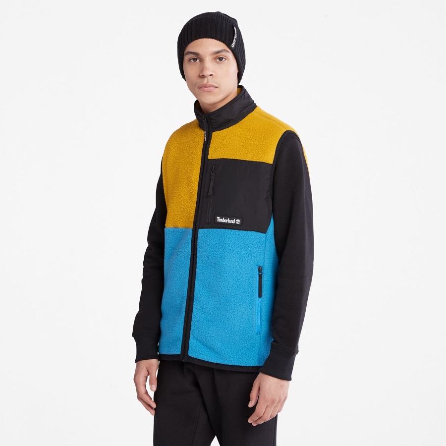 Timberland Ireland Men's Outdoor Archive High-Pile Fleece Vest Mustard/Bright Blue