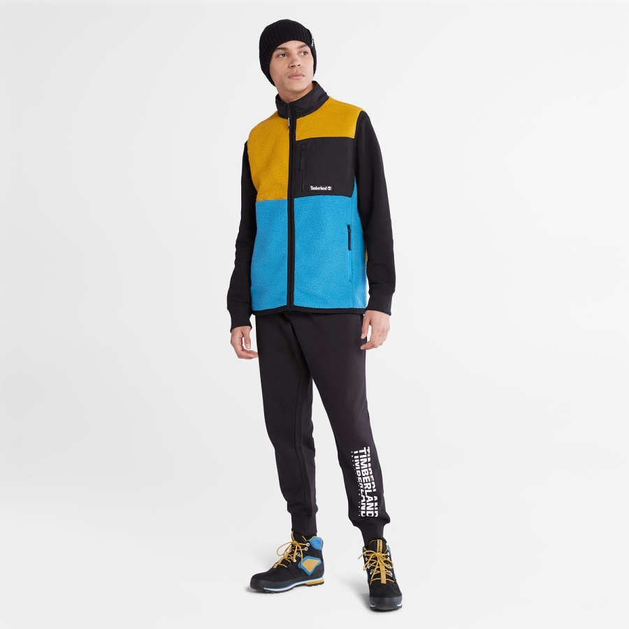 Timberland Ireland Men's Outdoor Archive High-Pile Fleece Vest Mustard/Bright Blue