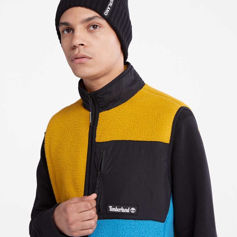 Timberland Ireland Men's Outdoor Archive High-Pile Fleece Vest Mustard/Bright Blue