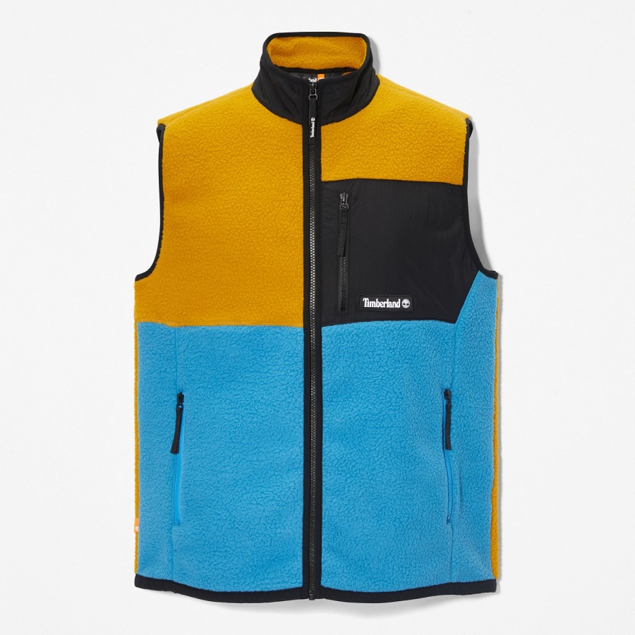 Timberland Ireland Men's Outdoor Archive High-Pile Fleece Vest Mustard/Bright Blue