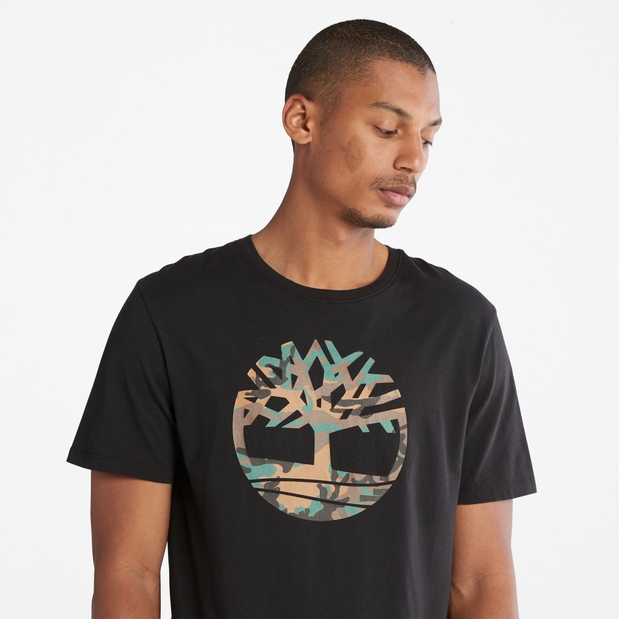 Timberland Ireland Men's Outdoor Heritage Short-Sleeve Camo Tree-Logo T-Shirt Black