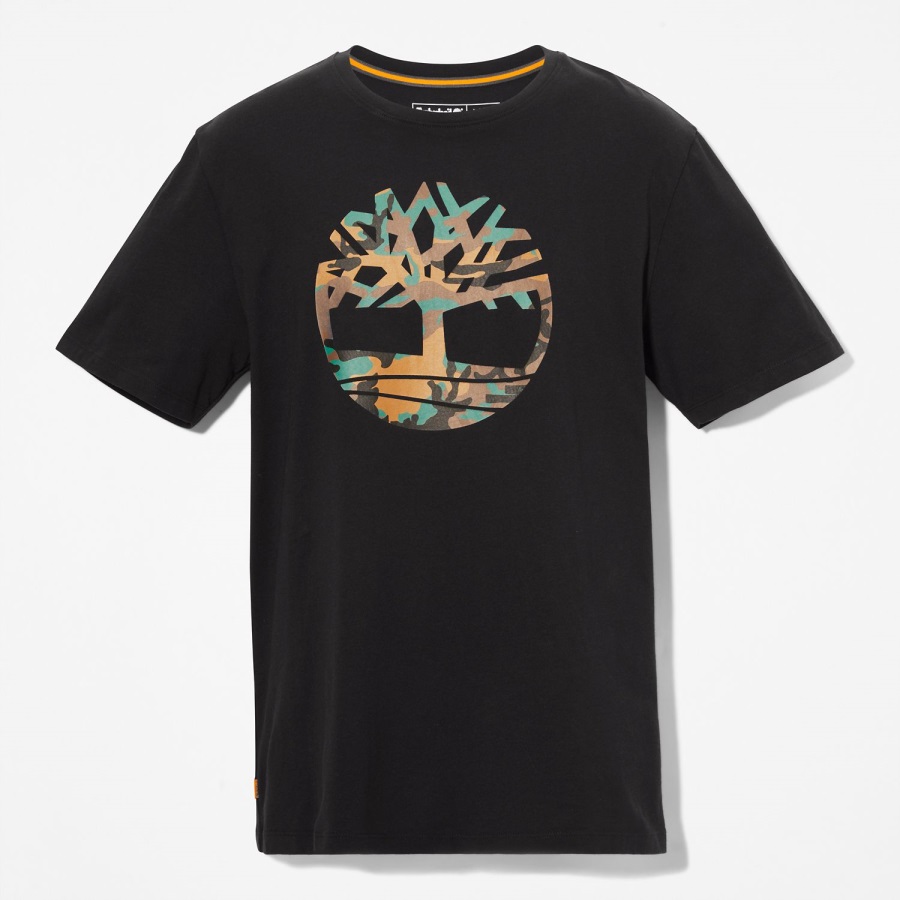 Timberland Ireland Men's Outdoor Heritage Short-Sleeve Camo Tree-Logo T-Shirt Black