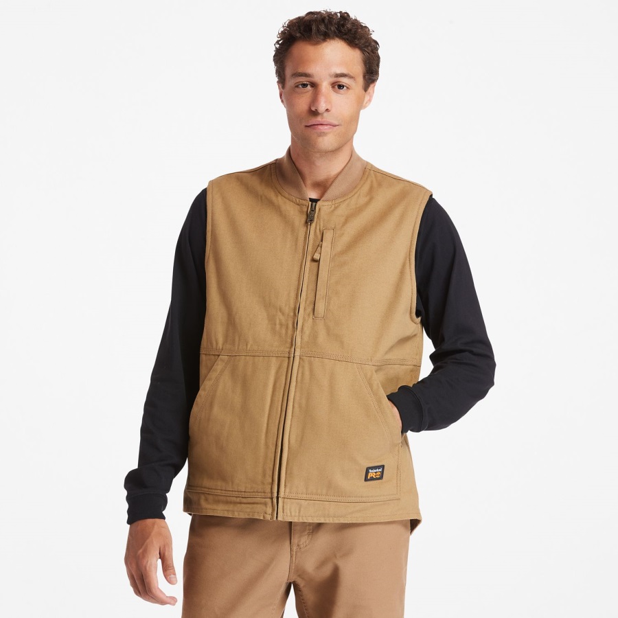 Timberland Ireland Men's Pro Gritman Lined Canvas Vest Dark Wheat