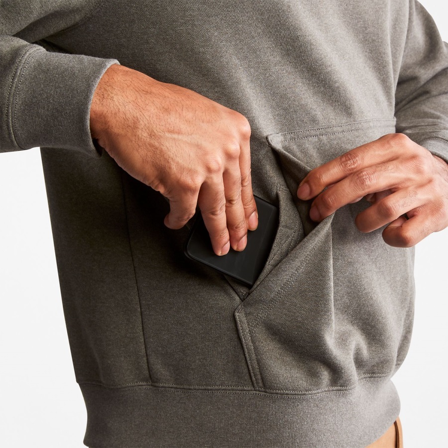 Timberland Ireland Men's Pro Hood Honcho Sport Embossed Logo Pullover Hoodie Dark Charcoal Heather