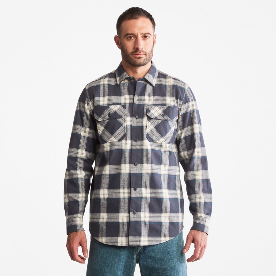 Timberland Ireland Men's Pro Woodfort Heavyweight Flannel Work Shirt India Ink Plaid