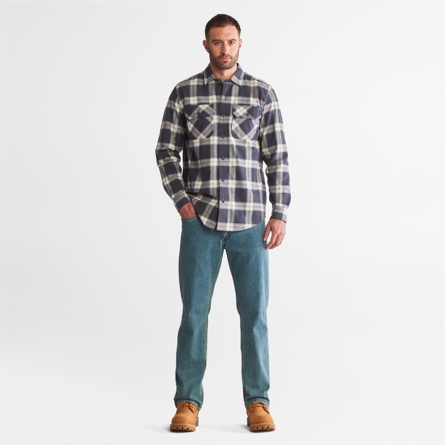 Timberland Ireland Men's Pro Woodfort Heavyweight Flannel Work Shirt India Ink Plaid