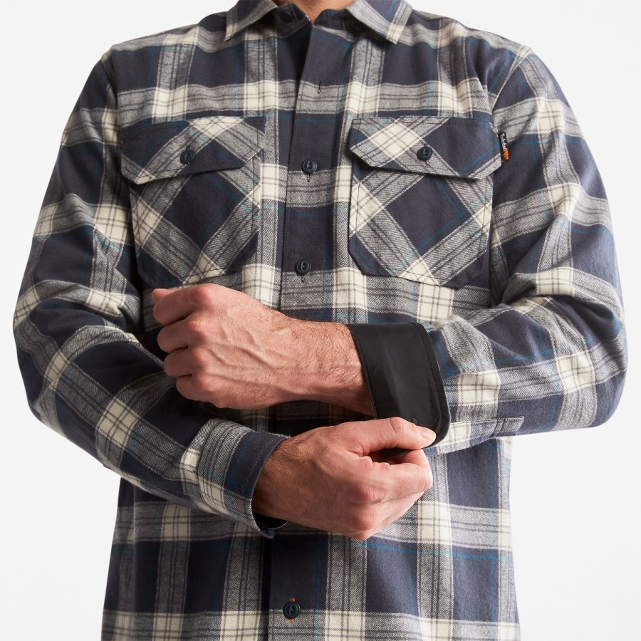 Timberland Ireland Men's Pro Woodfort Heavyweight Flannel Work Shirt India Ink Plaid