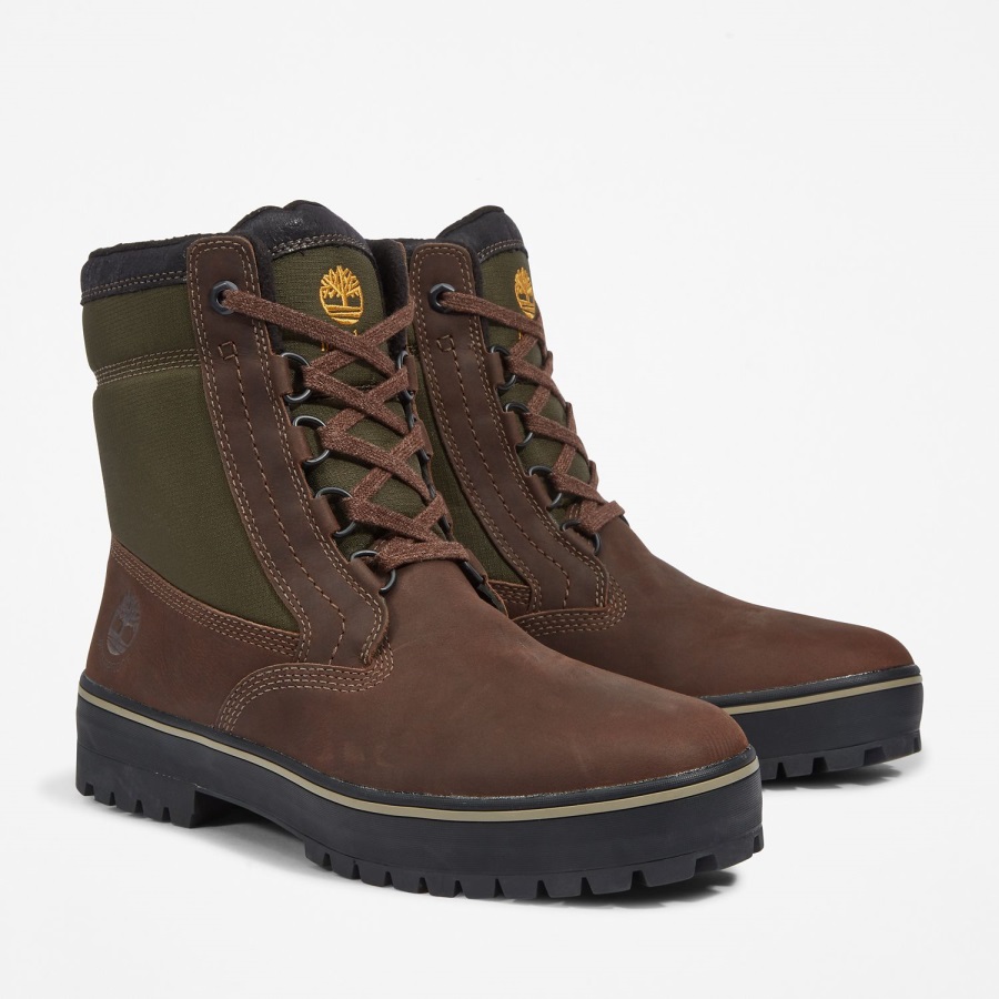 Timberland Ireland Men's Spruce Mountain Waterproof Warm-Lined Boots Dark Brown Nubuck