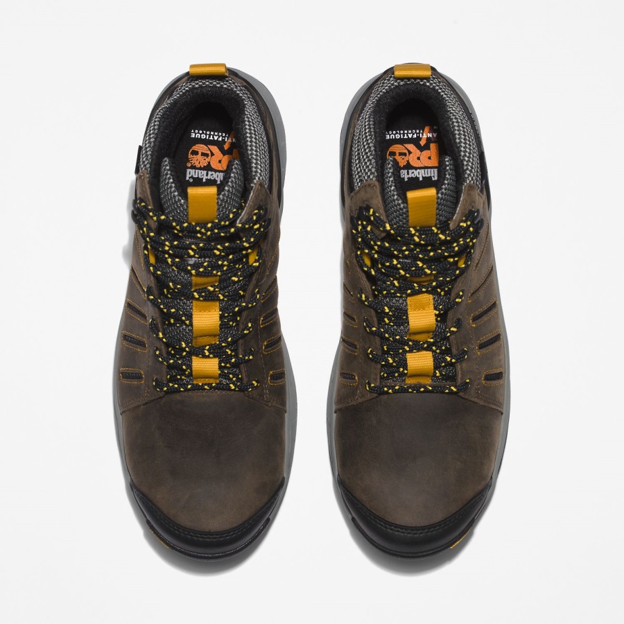Timberland Ireland Men's Trailwind Waterproof Comp-Toe Work Boots Brown/Yellow