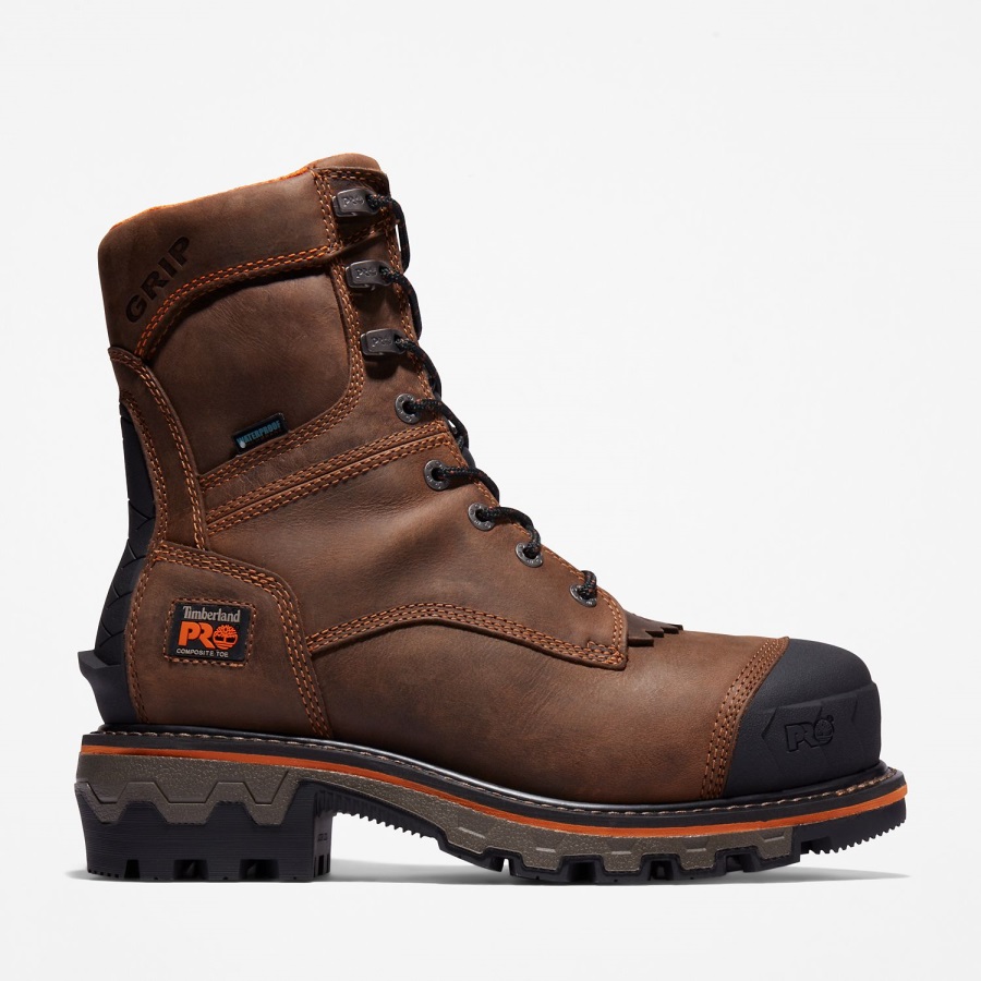 Timberland Ireland Mocha Full-Grain Men's Boondock Hd Logger Composite Toe Waterproof Work Boot