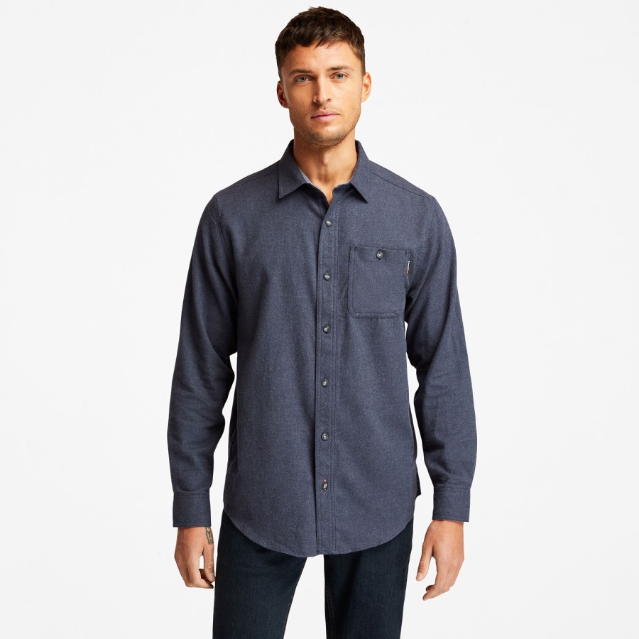 Timberland Ireland Navy Heather Men's Pro Woodfort Midweight Flannel Work Shirt