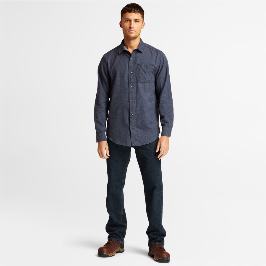 Timberland Ireland Navy Heather Men's Pro Woodfort Midweight Flannel Work Shirt