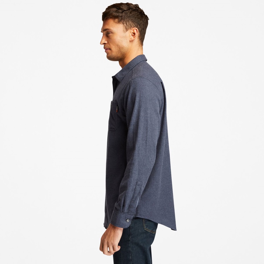 Timberland Ireland Navy Heather Men's Pro Woodfort Midweight Flannel Work Shirt