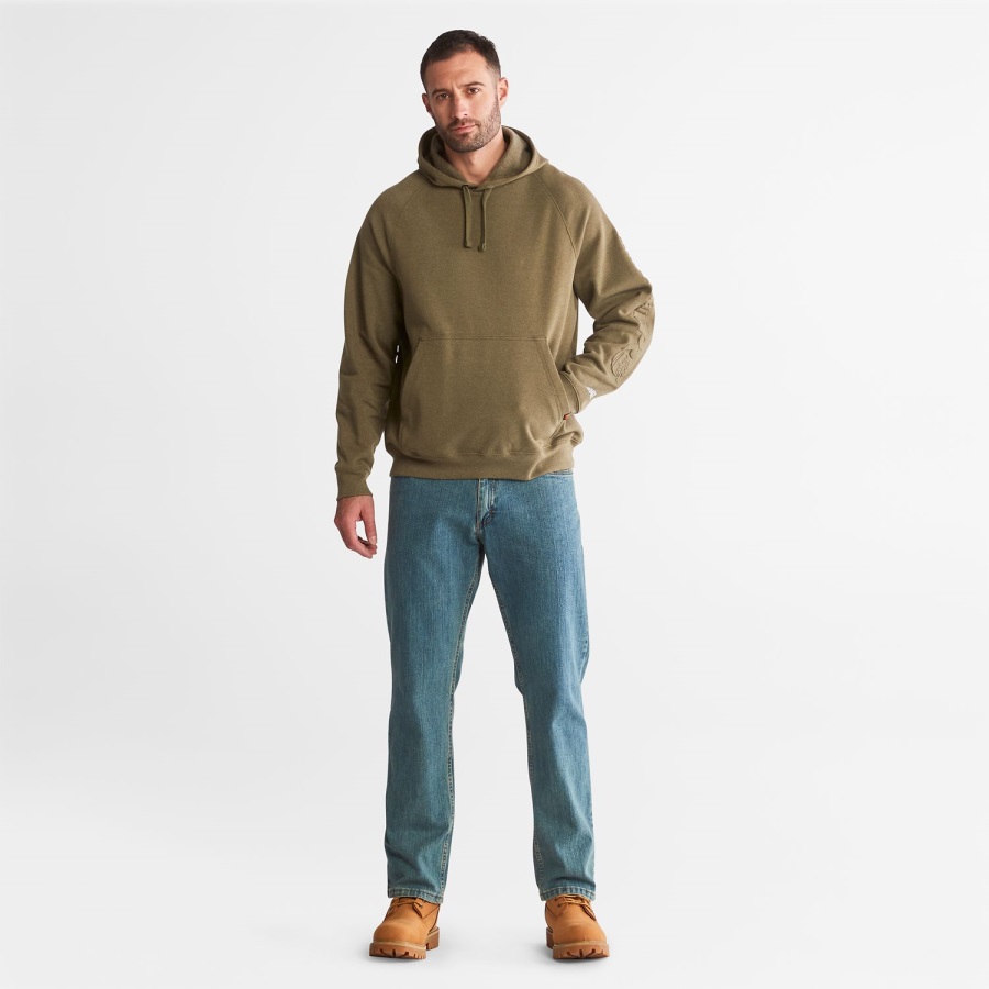 Timberland Ireland Olive Heather Men's Pro Hood Honcho Sport Embossed Logo Pullover Hoodie