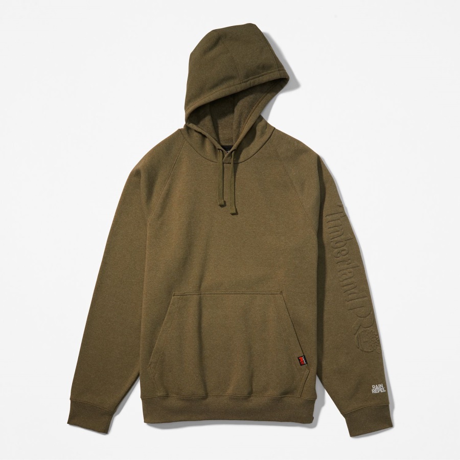 Timberland Ireland Olive Heather Men's Pro Hood Honcho Sport Embossed Logo Pullover Hoodie
