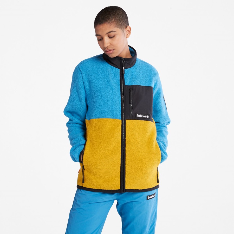 Timberland Ireland Outdoor Archive High-Pile Fleece Jacket Bright Blue/Mustard