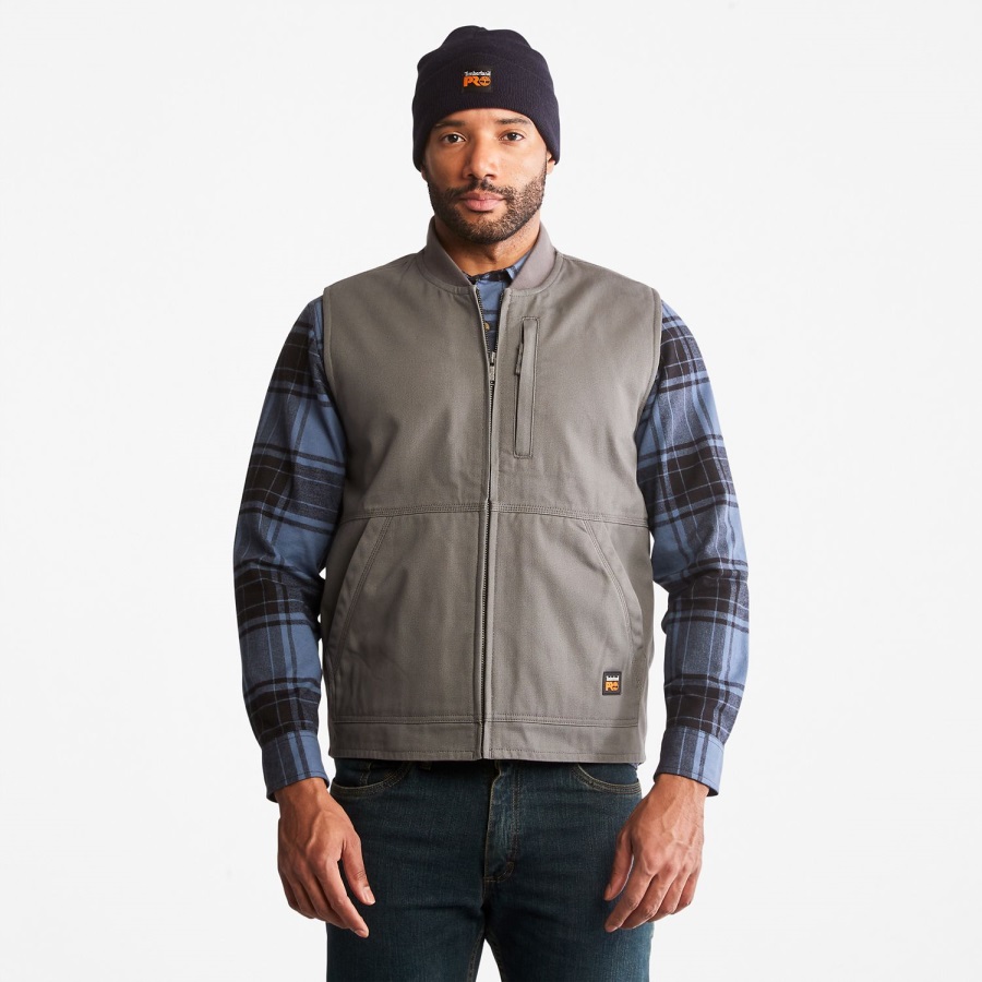 Timberland Ireland Pewter Men's Pro Gritman Lined Canvas Vest