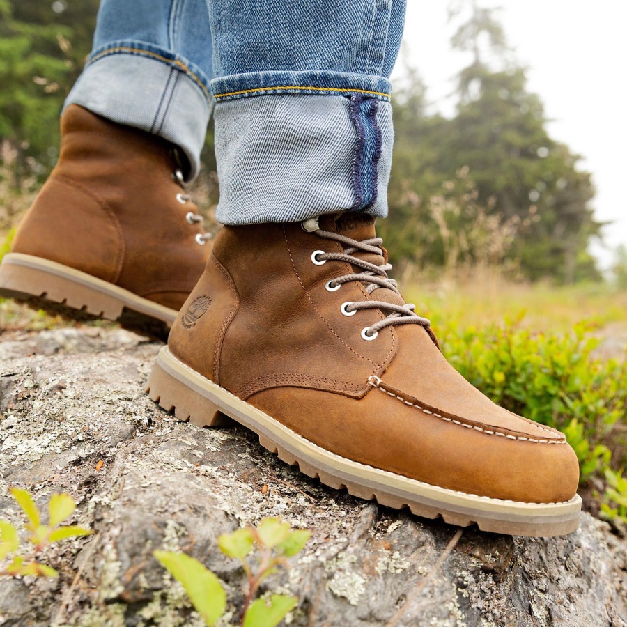 Timberland Ireland Rust Full-Grain Men's Redwood Falls Waterproof Moc-Toe Boots