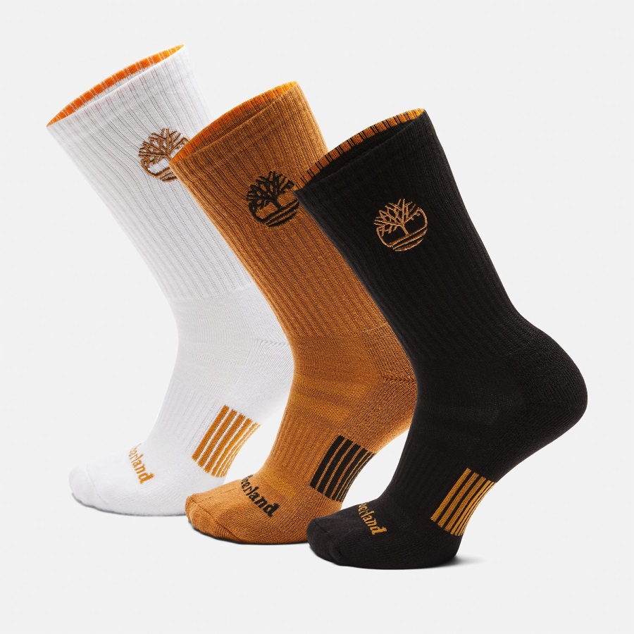 Timberland Ireland Wheat Men's 3-Pack Newmarket Village Logo Crew Socks