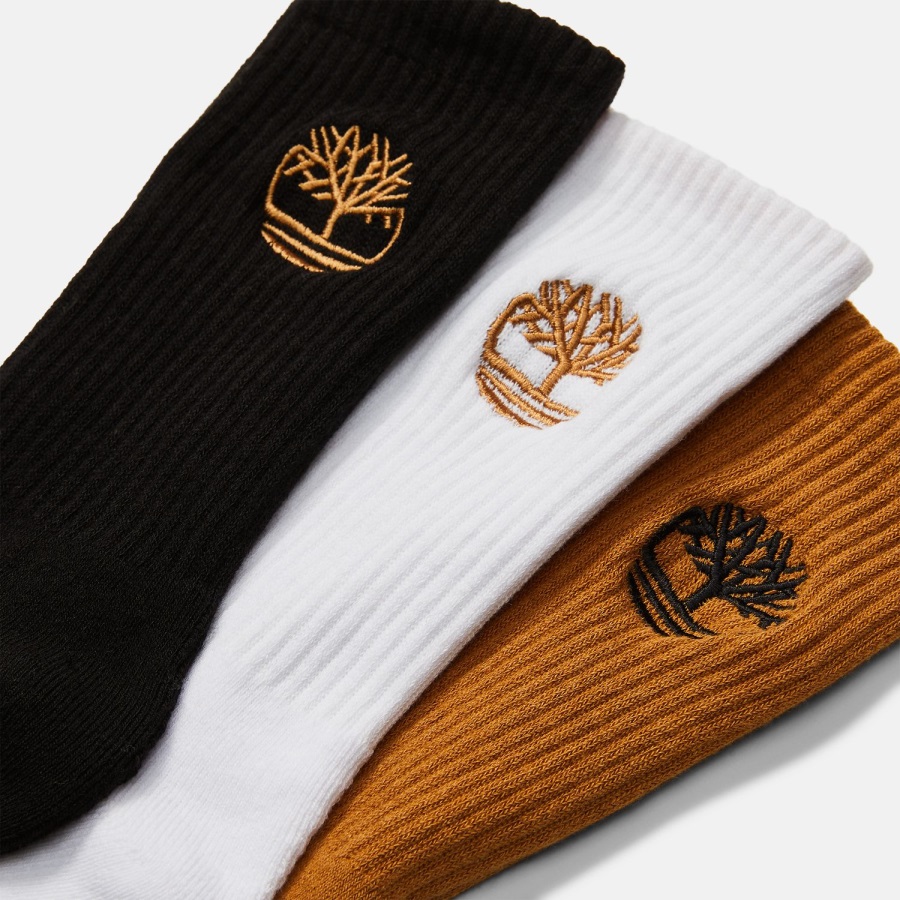 Timberland Ireland Wheat Men's 3-Pack Newmarket Village Logo Crew Socks