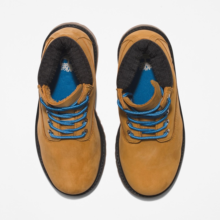 Timberland Ireland Wheat Nubuck/Blue Youth Premium 6-Inch Waterproof Boots