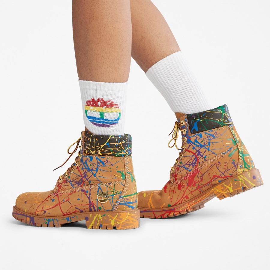 Timberland Ireland Wheat Nubuck Women's Paint Splash 6-Inch Waterproof Boots