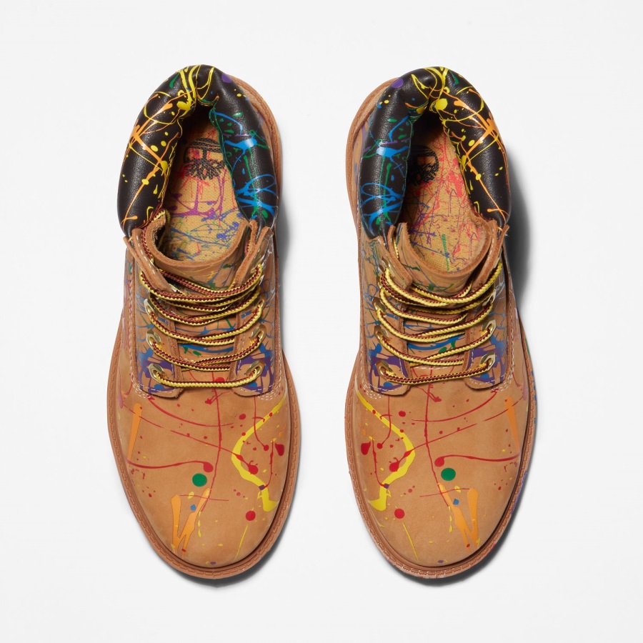 Timberland Ireland Wheat Nubuck Women's Paint Splash 6-Inch Waterproof Boots