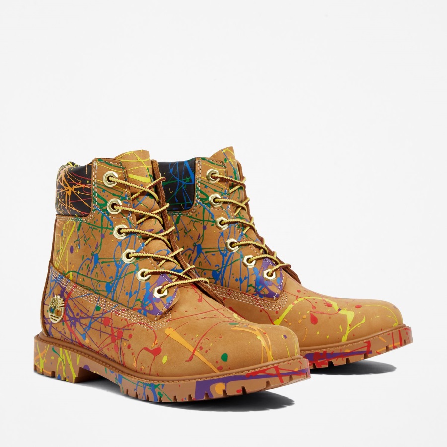 Timberland Ireland Wheat Nubuck Women's Paint Splash 6-Inch Waterproof Boots