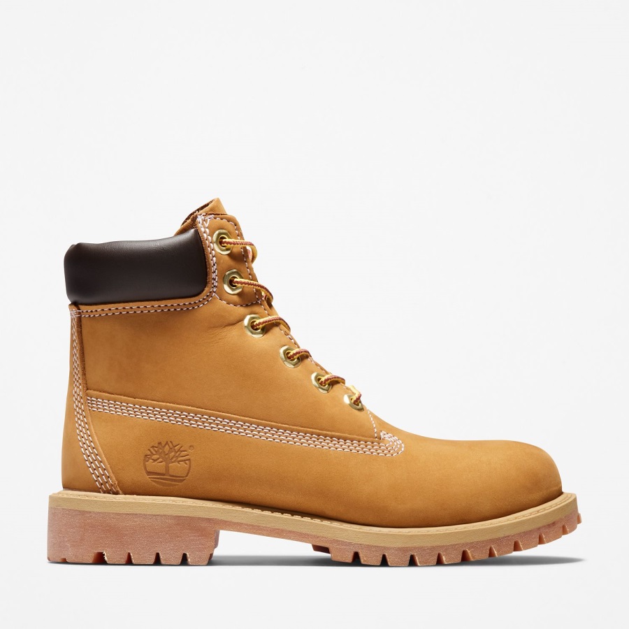 Timberland Ireland Wheat Nubuck/Yellow Junior Premium 6-Inch Waterproof Boots