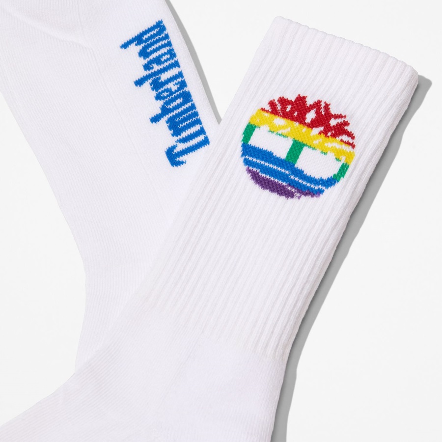 Timberland Ireland White Men's 2-Pack Paint Splash Crew Socks