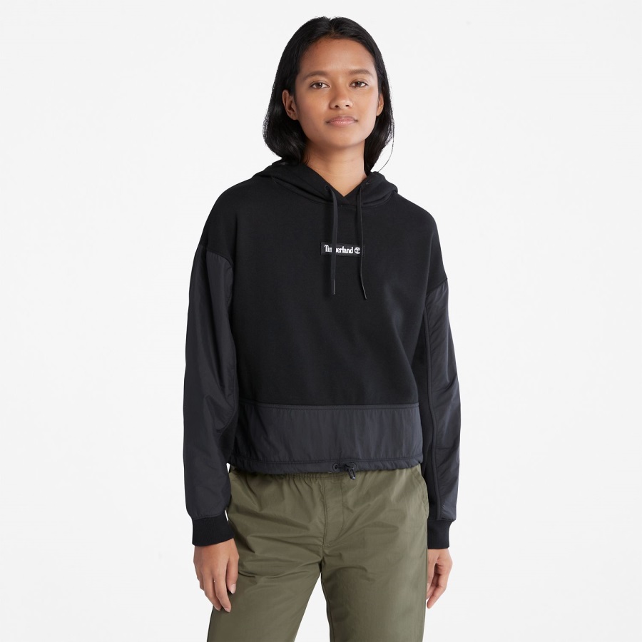 Timberland Ireland Women's Colorblock Mixed-Media Hoodie Black