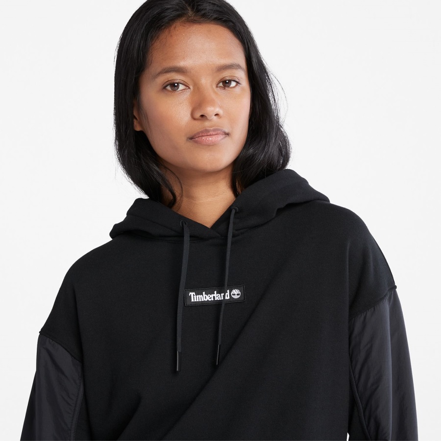 Timberland Ireland Women's Colorblock Mixed-Media Hoodie Black