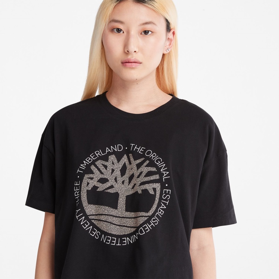 Timberland Ireland Women's Cropped Logo T-Shirt Black
