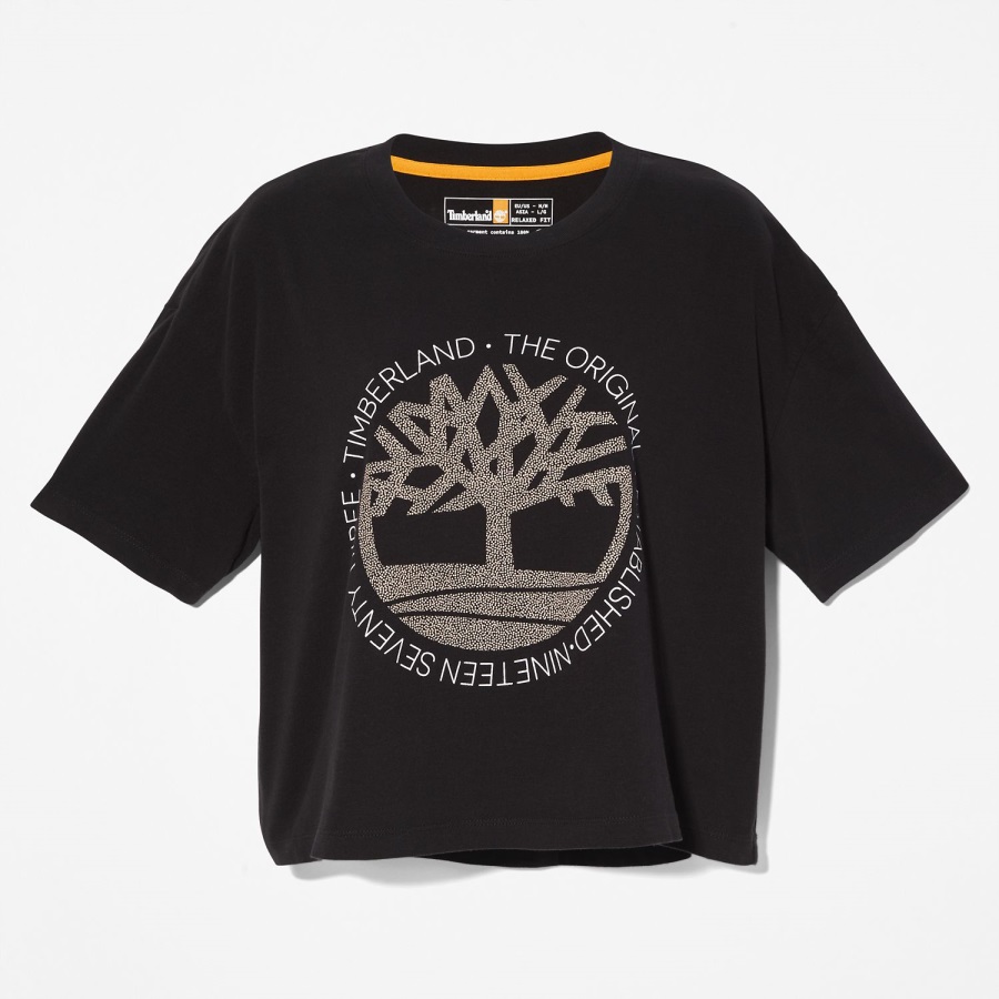 Timberland Ireland Women's Cropped Logo T-Shirt Black